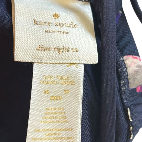 Kate Spade Blue Colombe D'or Floral One Piece Swimsuit Bathing Suit Size XS - Picture 7 of 10